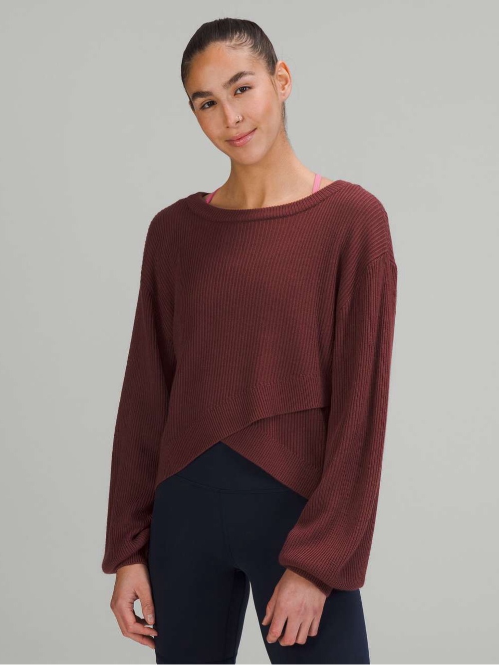 LULULEMON Reversible Crossover Sweater in Smoky Red - M
